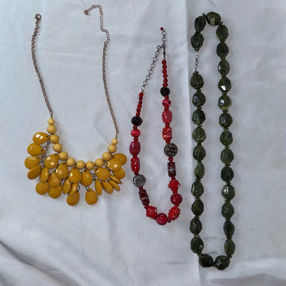 3 necklaces great to use or recycle and use beads